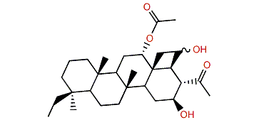 12a-Acetoxy-16b,25xi-dihydroxy-23,25-cyclo-20,24-dimethyl-24-scalaranone