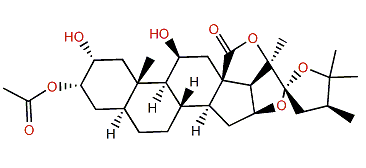 (22S)-2a-Hydroxy-3a-acetoxy-11b-hydroxy-24-methyl-22,25-epoxy-5a-furostan-18,20b-lactone