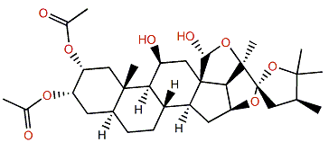 (22S)-2a,3a-Diacetoxy-11b,18a-dihydroxy-24-methyl-18,20b-22,25-diepoxy-5a-furostane