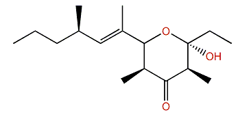 6-(1,3-Dimethyl-1-hexenyl)-2-ethyltetrahydro-2-hydroxy-3,5-dimethyl-4H-pyran-4-one