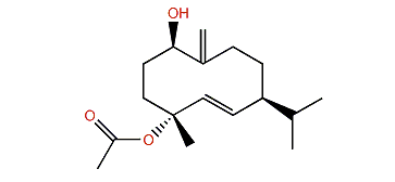 7-Acetoxy-(1b,4a,5E)-5,10(14)-germacradiene-1,4-diol