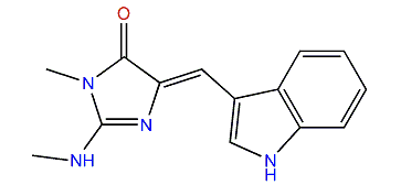 (Z)-3,5-Dihydro-5-[(1H-indol-3-yl)-methylidene]-3-methyl-2-(methylamino)-4H-imidazol-4-one