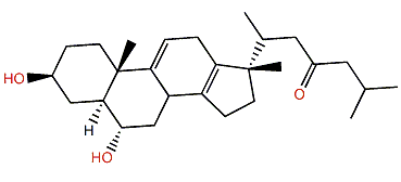 17b-Methyl-3b,6a-dihydroxy-18-nor-5a-cholesta-9(11),13-dien-23-one